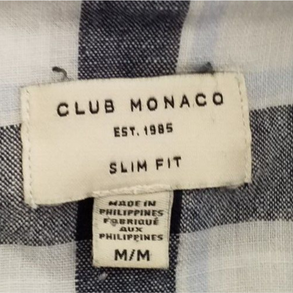 Club Monaco Blue White Linen Button Front Collared Top Size M - Picture 4 of 6